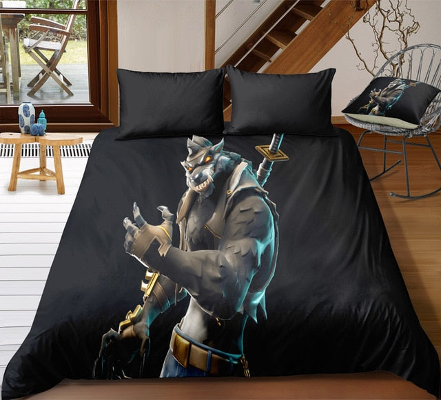 3D Cartoon Bedding Suit Fortnites Quilt Cover Fortress Night Printed